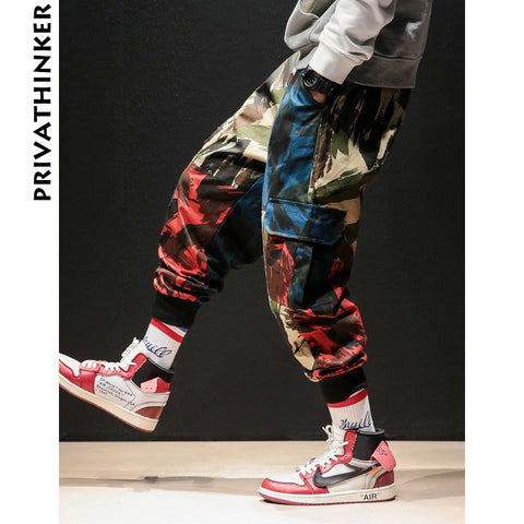 Privathinker INS Camouflage Men Cargo Pants 2019 Hip Hop Streetwear Man Joggers Pants Japanese Male Casual Sweatpants Plus Size