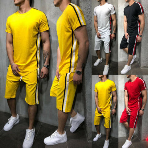 Striped 2019 Summer New Men's Shorts Casual Suits Sportswear Mens Clothing Man Sets Pants Male sweatshirt Men Brand Clothing